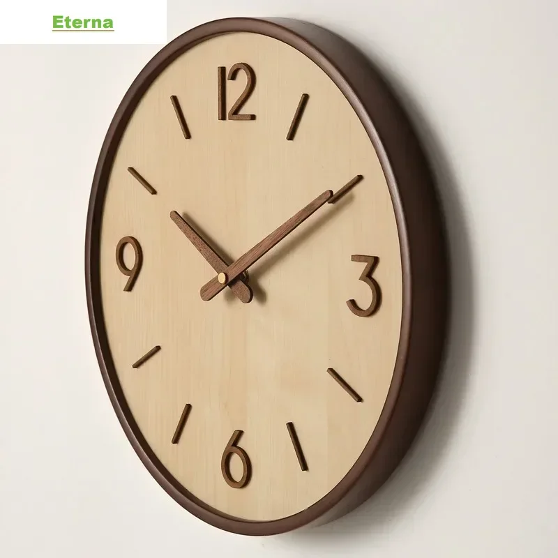 Modern Wooden Silent Wall Clock Art Wood Grain Luxury for Bedroom Entrance Hall Home Decor