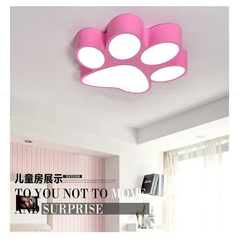 Modern  Paint Colorful Iron Children Bedroom LED Lighting Home Decoration Arcrylic Footprint Design Ceiling Lamp