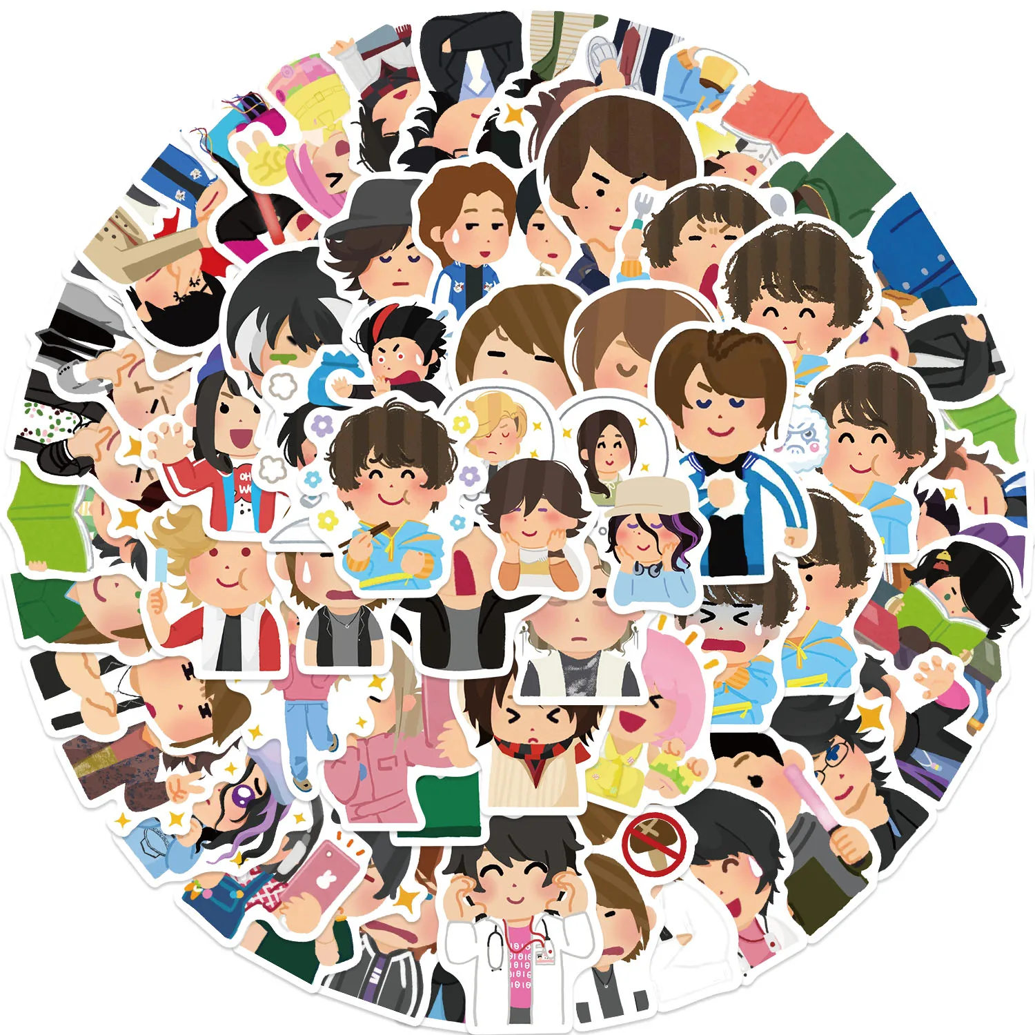 64PCS Fun Cartoon Kamen Rider Little Person Stickers Scrapbooking Collage Material Phone Cases Guitar Notebooks DIY Decorative