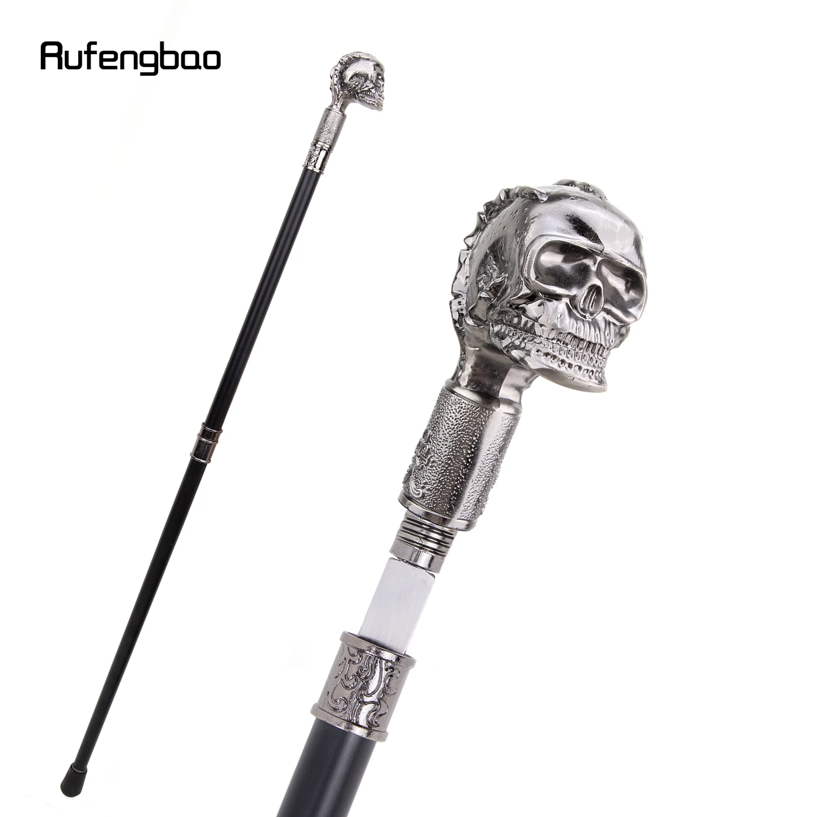 Skull Head Big Tooth Steampunk Walking Stick with Hidden Plate Self Defense Fashion Cane Plate Cosplay Crosier Stick 93cm