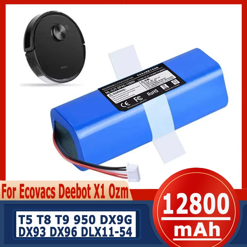 

14.4V 12800mAh Vacuum Cleaner Battery for Ecovacs Deebot T5 T8 T8+ T9 T9+ for Deebot Ozmo 950 T10 DX65 DX93 DX96 X1 Omni X1