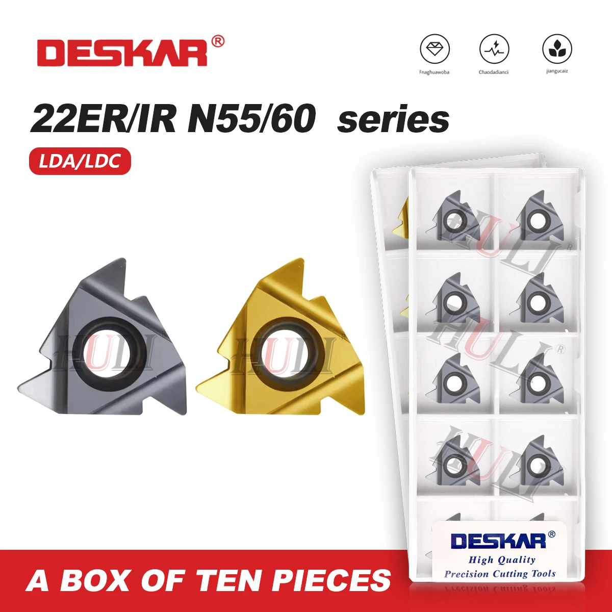 

DESKAR 100% оригинал 22ER 22IR N55 N60 LDA LDC Карбидная вставка с ЧПУ Внутреннее внешнее резьбовое лезвие для стали и нержавеющей стали