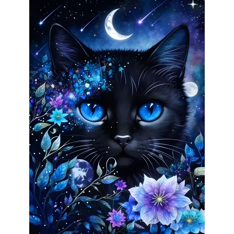 

Jigsaw Puzzle 500 1000 1200 2000pcs Beautiful Cat Sitting Under Glowing Moon And Stars For Adults Relaxing Hobby Present