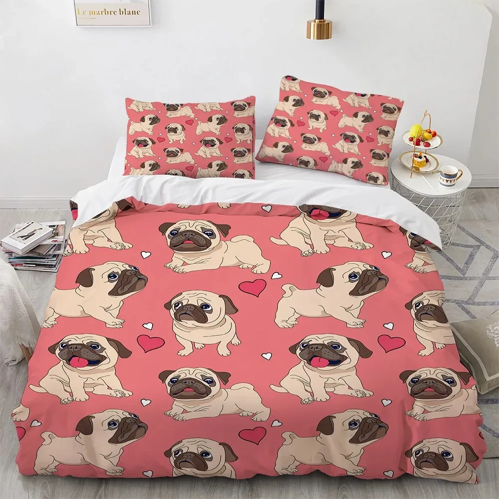 

French Bulldog Bedding Set Children Boys Girls Bed Linen Cartoon Puppy Single Double Twin Full King Size Duvet Cover Set