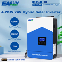 EASUN 4.2KW Hybrid Solar Inverter Off Grid Pure Sine Wave MPPT inversor 24V 220V 100A Solar Charger for Photovoltaic PV 500VDC