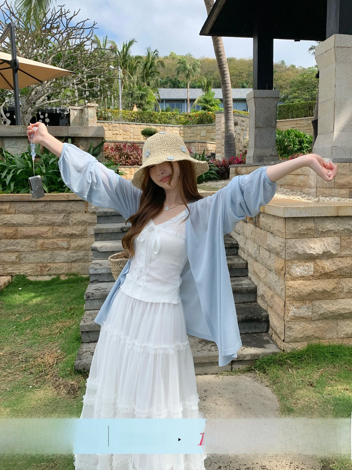 

Свободный женский кардиган с защитой от УФ-излучения, легкий, весенний, модный, вязаный, с длинными рукавами, круглым вырезом, средней длины