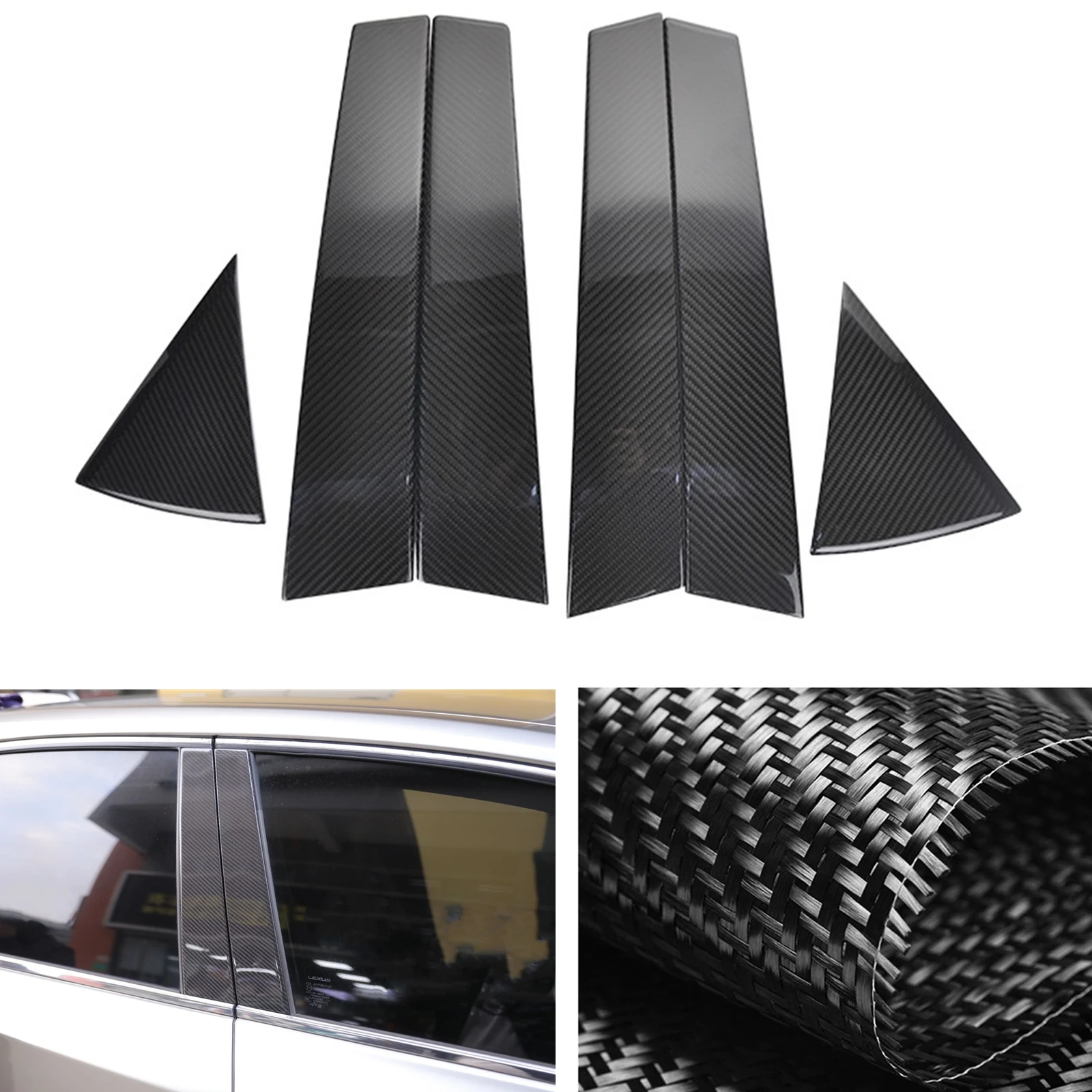 Car Window Center B C Pillar Trim For Lexus NX200 NX300 NX200t NX300h 2015-2021 Carbon Fiber Exterior Sticker Cover Seal Strip