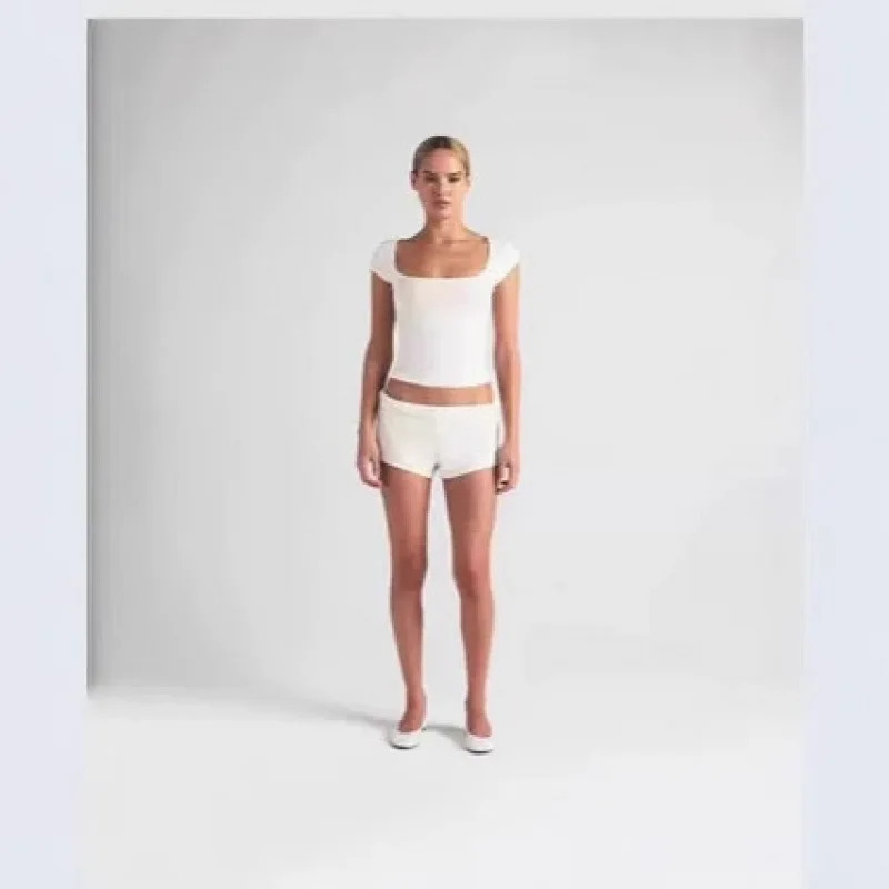 

New 25 Cotton Jersey Loose ort Casual Elastic Waist Wide Leg Pants Versatile Low Waist orts Thiened Spring Summer Wear