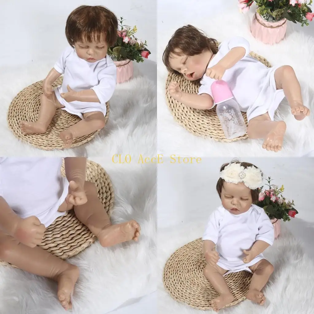 

16FE 18Inch Interactive Toy Realistic Newborn Baby Dolls Soft Vinyl Stuffed for Doll Sleeping Baby Girl for Doll Handmade Bab