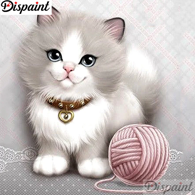 

Dispaint Full Square/Round Drill 5D DIY Diamond Painting "Animal cat" Embroidery Cross Stitch 3D Home Decor A12820