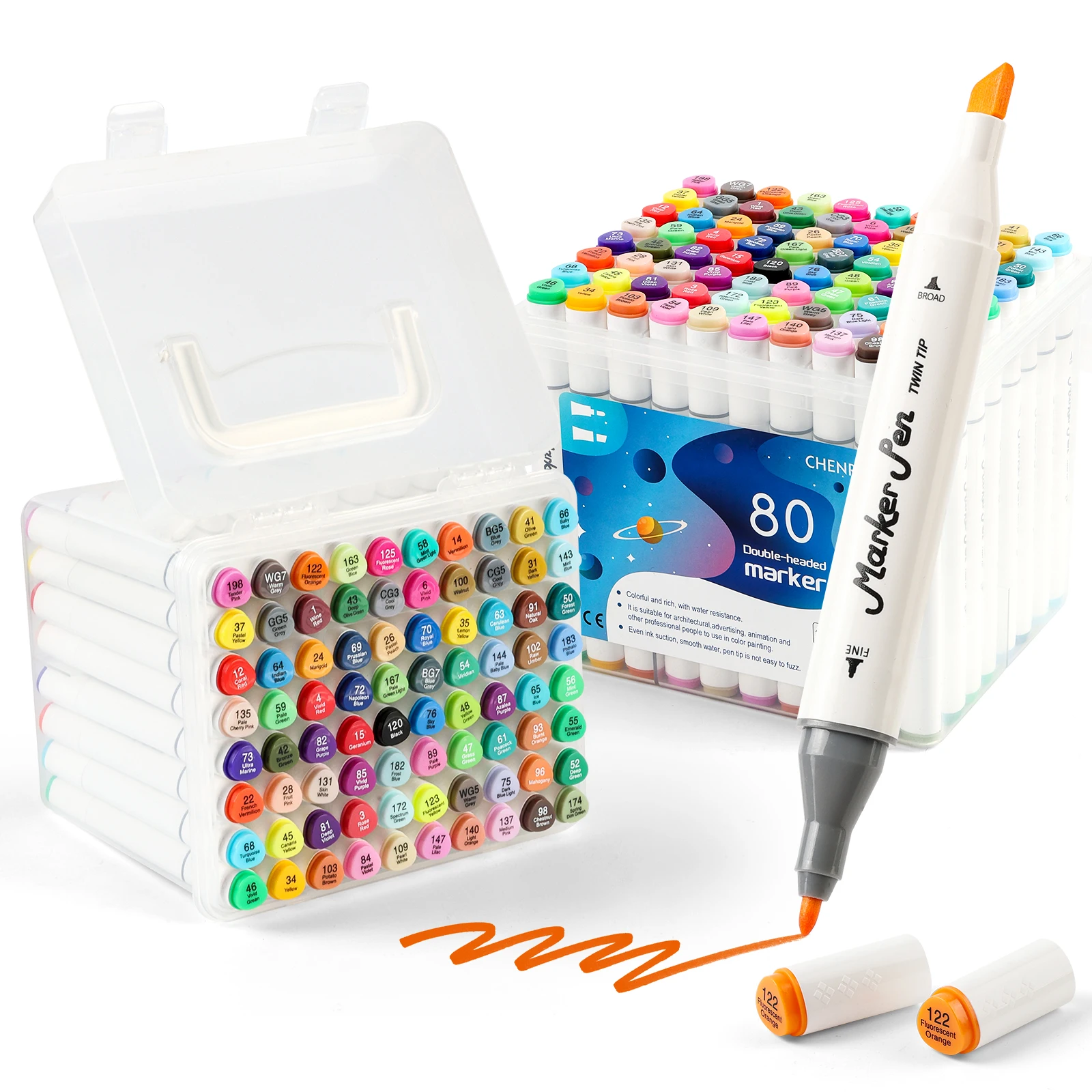 

48/60/80 Colors Professional Alcohol Drawing Marker Double-Tip Permanent Art Marker Pen For illustration School Supplied