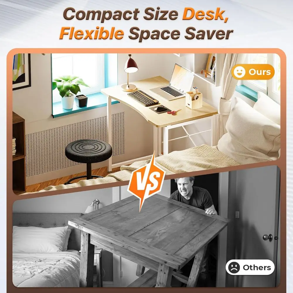 مكتب مدمج قابل للطي: طاولة كمبيوتر محمولة 31.5 للمنزل والمكتب وغرف النوم وغرف النوم - لمسة نهائية من خشب البلوط موفرة للمساحة