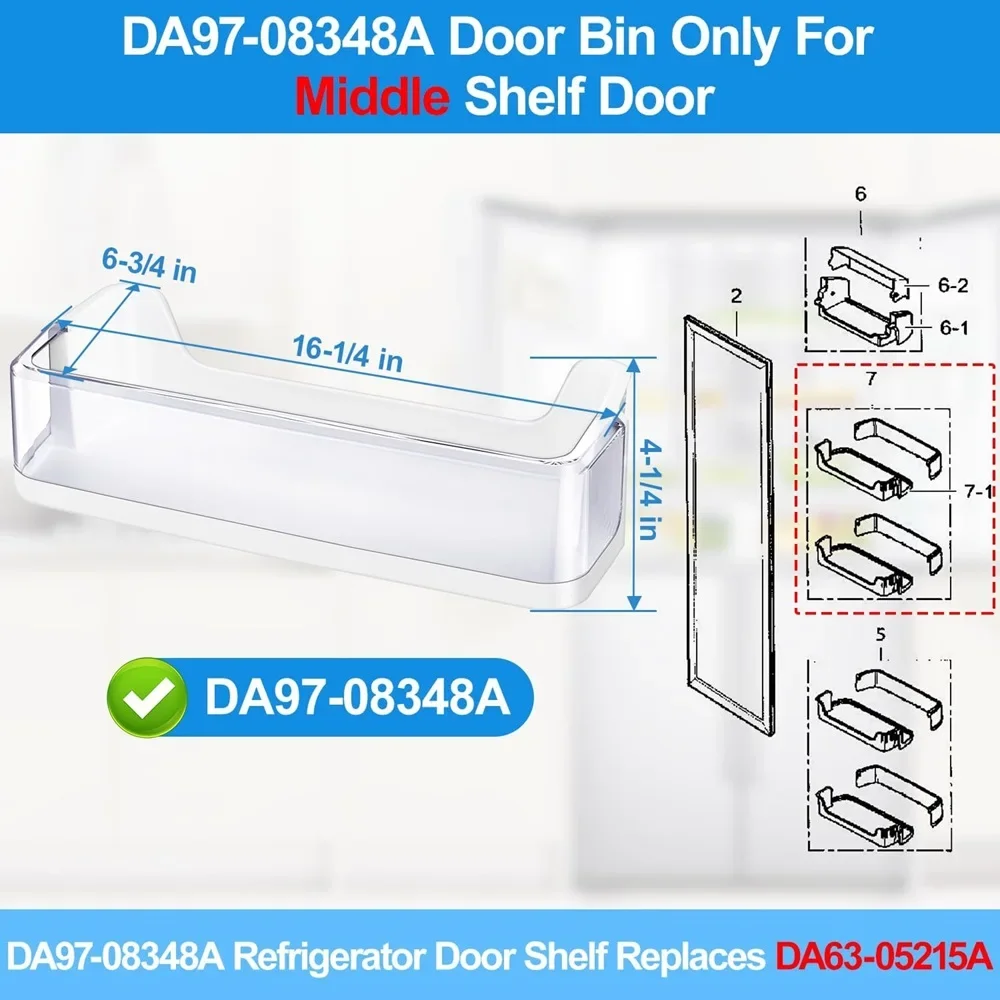 DA97-08348A DA63-05215A Refrigerator Door Shelf Bin Compatible with Samsung Refrigerator RS265TDRS RS25H5111BC RS25H5111SR Door
