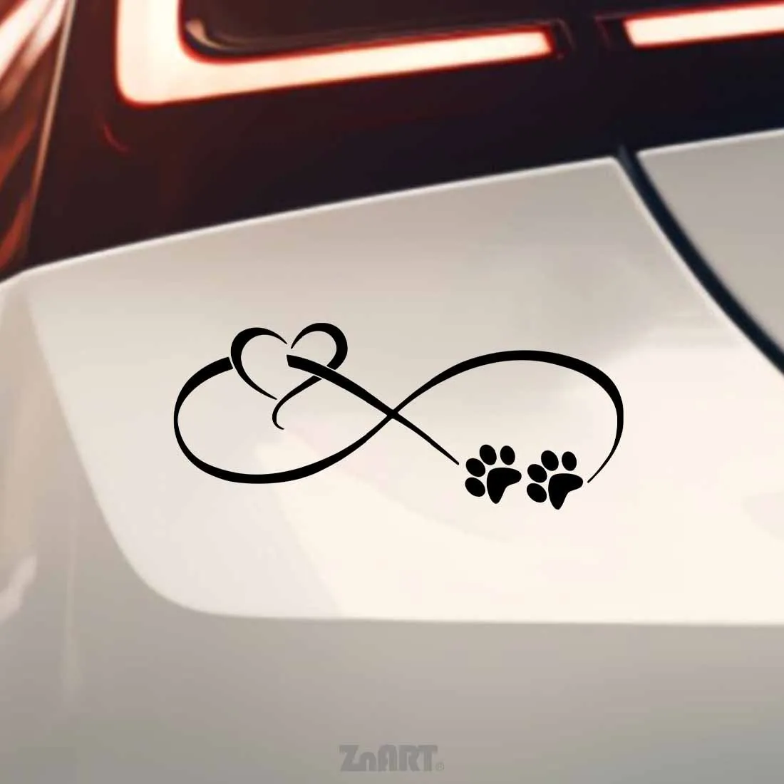 Vinyl Stickers Featuring an Infinity Symbol, Heart Which Shine Brightly When Illuminated by Car Headlights