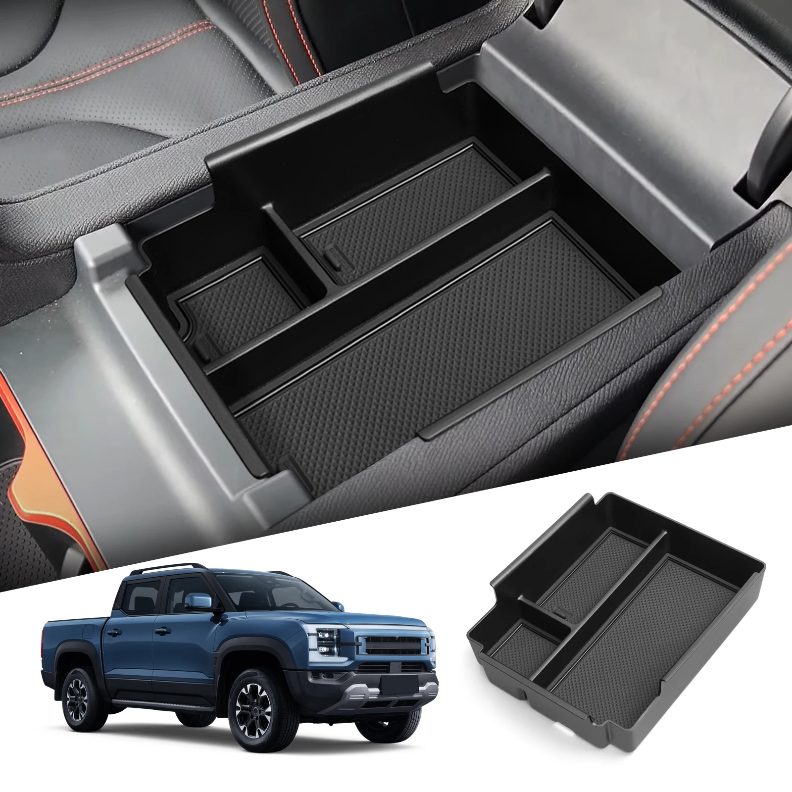 for BYD Shark 2024 2025 Center Console Armrest Storage Box Car Tray Organizers Accessories Tidying Black