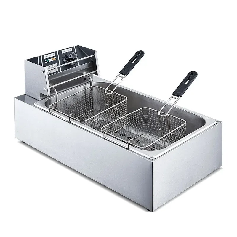 Double Sieve Commercial Stall Fryer Fried Dough Sticks Machine French Fries Fried Machine Large Capacity Electric Fryer