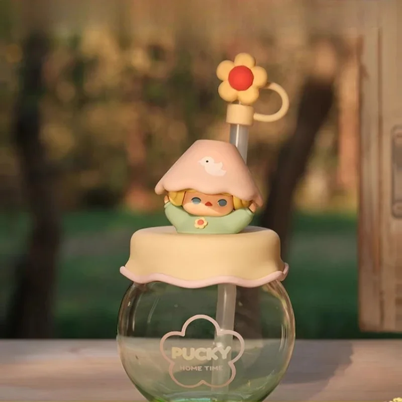 

PUCKY Home Time Series Tumbler - Trendy Glass Cup with Straw & Silicone Lid (Collectible Kawaii Drinkware)