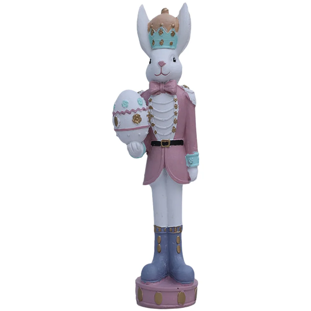Easter Resin Rider Bunny Decoration for Home Desktop Shelf Table Ornament Pink Red 22.5cm Festive Tabletop Display