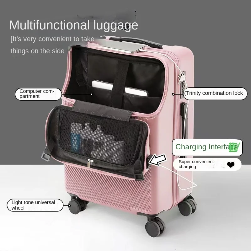 New Multi-Functional Front Opening Boarding Case Strong and Durable Student Luggage Universal Wheel Travel Trolley Password Box