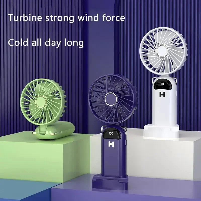 Usb Handheld Fan Mini Portable Student Small fFan Digital Display Folding Fragrance Rechargeable Desktop Electric Fan