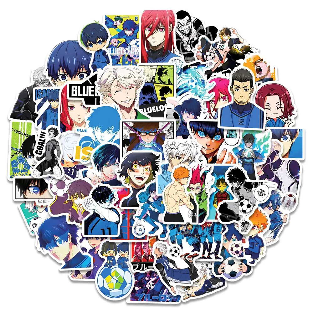 

10/30/50pcs BLUE LOCK Cartoon Stickers Football Anime Decals for Notebook Skateboard Guitar Car Cool Graffiti Sticker Toys Gifts