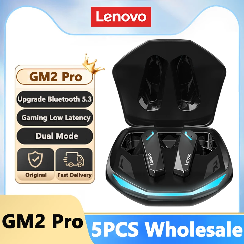 

5PCS Lenovo GM2 Pro Bluetooth 5.3 Earphones Wireless Earbuds Low Latency Headphones HD Call Dual Mode Gaming Headset Xiaomi