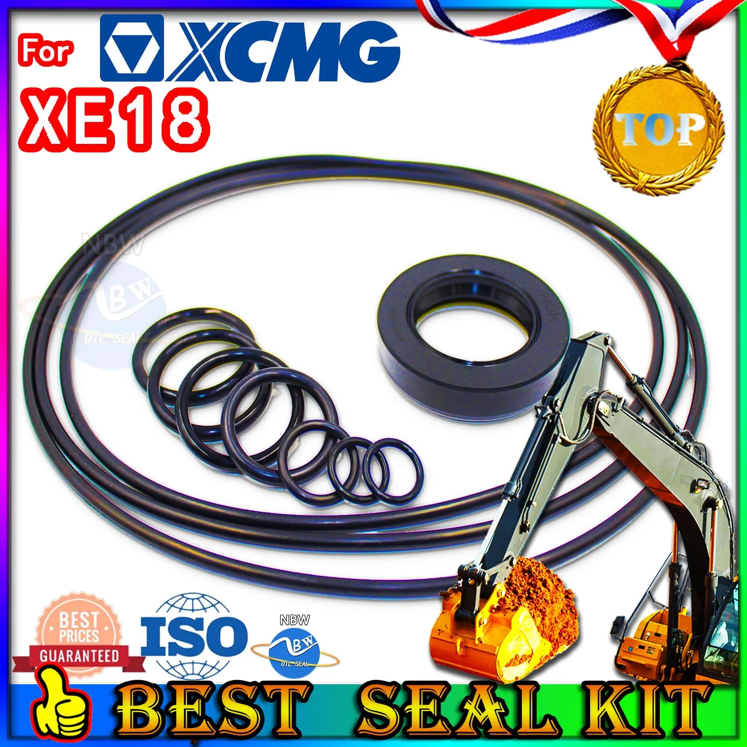 For XCMG XE18 Oil Seal Repair Kit Boom Arm Bucket Excavator Hydraulic Cylinder Rebuild Parts MOTOR Piston Rod Shaft Replacement