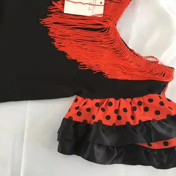 Girls Spanish Flamenco Dance Dress 4 Girls Dress Beautiful Spanish Flamenco Dancer Costume Childrens April Sevilla Performances Dance Outfit 4