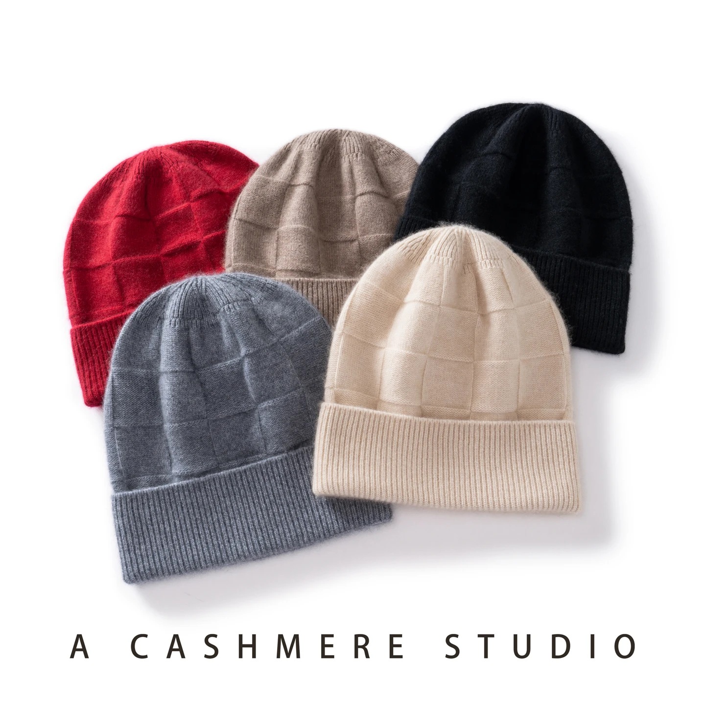 High Quality Knitted 100% Cashmere Hat for Men And Women Thick Autumn Winter Solid Color Fashion Flip up Casual Cold Hat