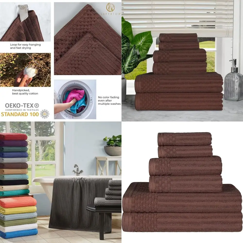 

Java 6-Piece Towel Set: 13 Face, 16 Hand, 27 Bath Towels in Solid & Ribbed Styles