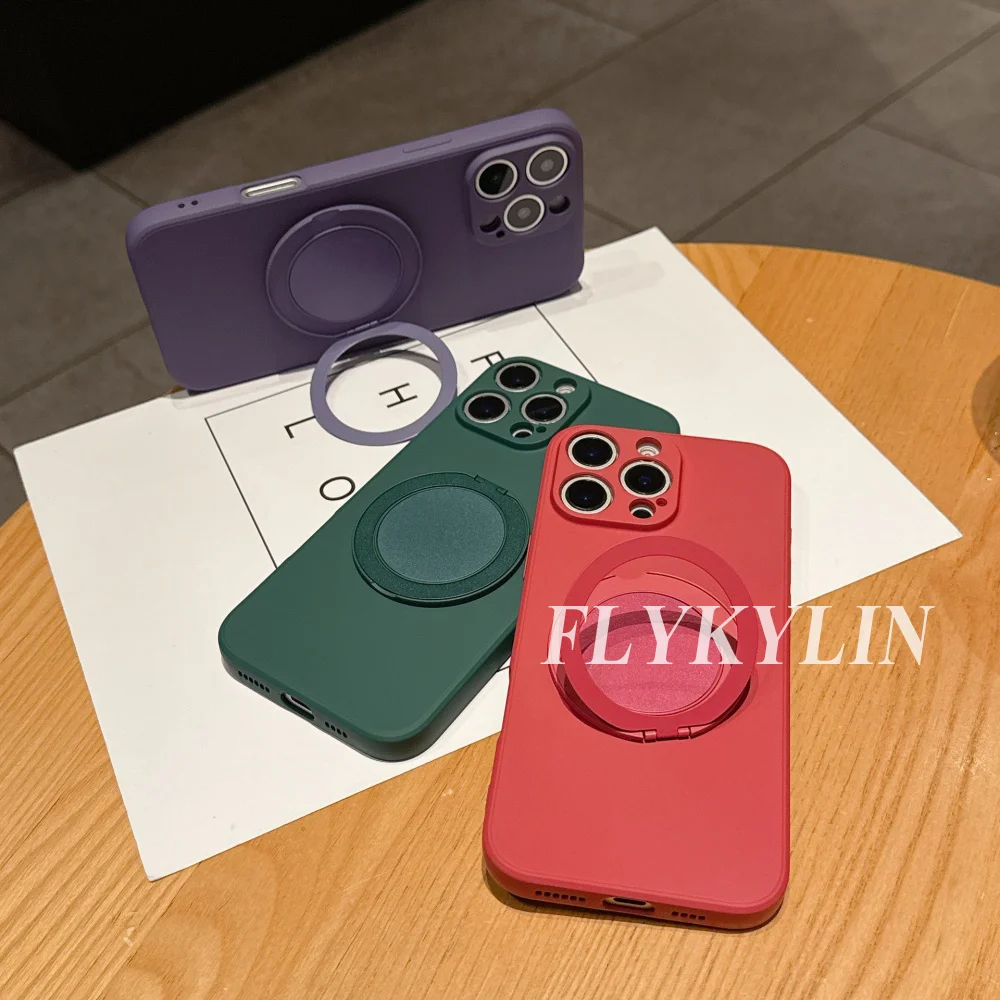 Phone Case For Huawei Pura 70 Plus P60 P50 P40 P30 P20 Pro Mate 70 60 50 40 30 360° Rotate Stand Holder Liquid Silicone shell