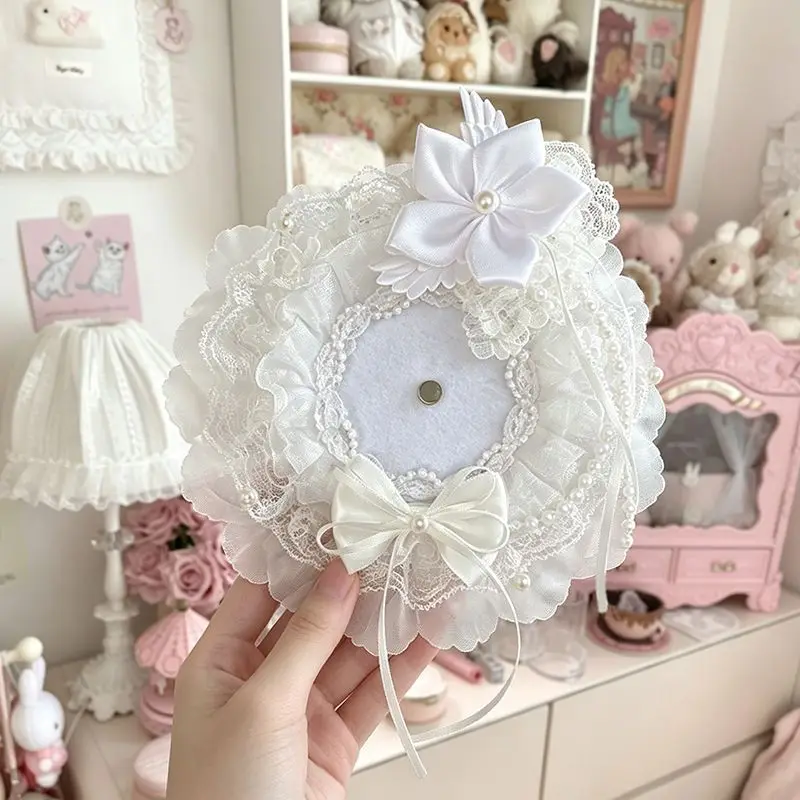 White Lace Lolita Ita Bags Decorations. Anime Cosplay Badge Rosette. Handmade Bownot Luxury And Exquisite