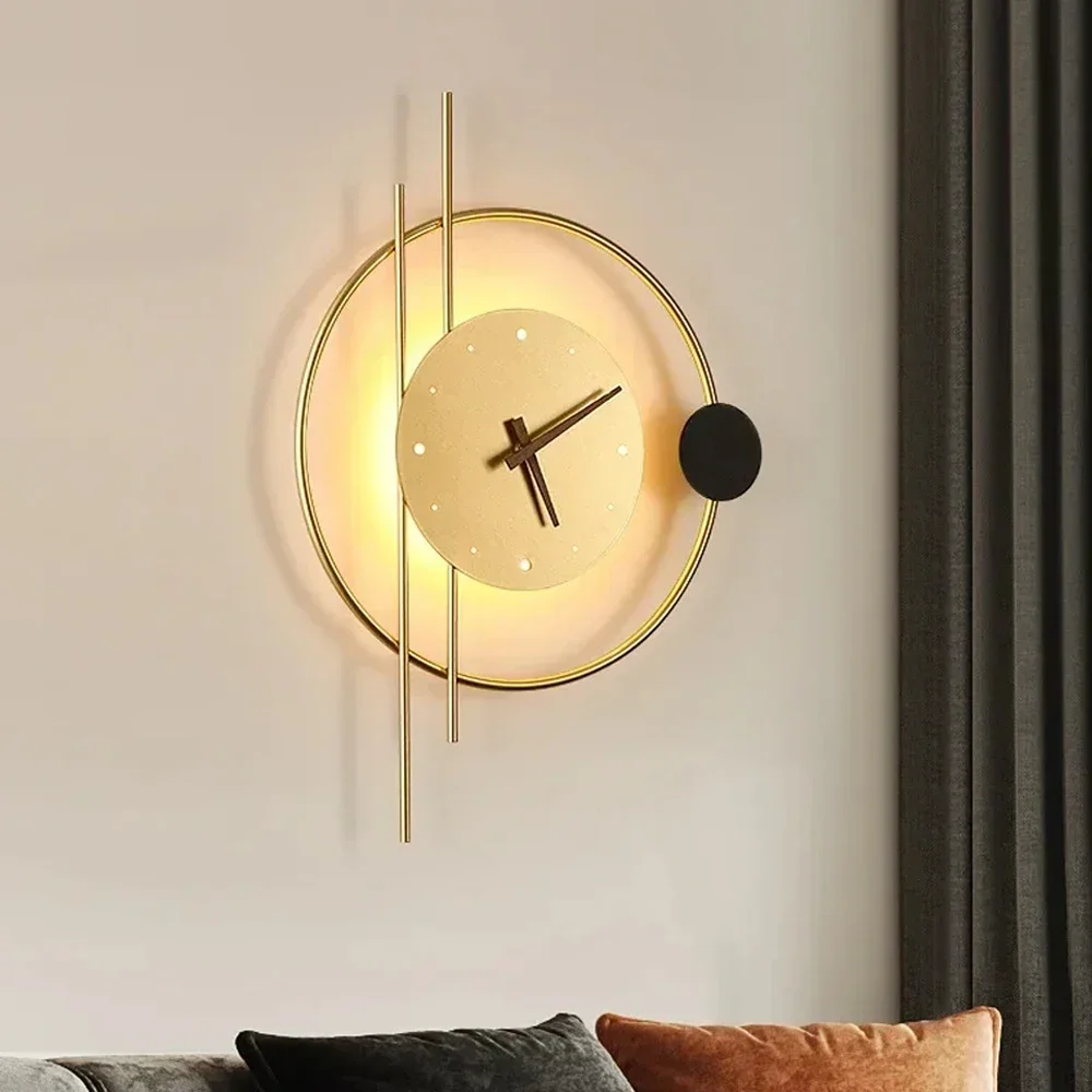 Modern LED Clock Wall Lamp for Bedroom Living Dining Room Aisle Porch Home Decoration Wall Sconce Indoor Lighting Fixture Luster