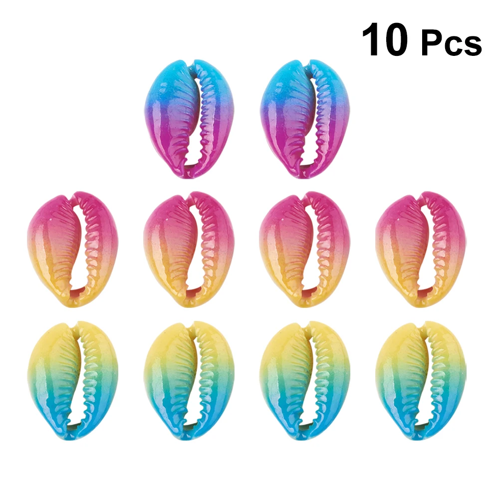 

10 pcs Colorful Shell Earrings Pendant Diy Gradient Painted Jewelry Accessories For Women Danglers Bracelet Anklet Decor No Hole