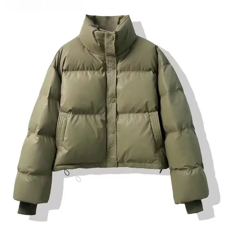 

Winter Women Stand Collar Coats Women Elegant Cuffs Short Padded Jackets Female Ladies