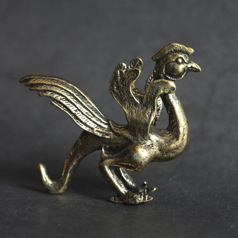 Brass Furniture Small Ornaments Four Mythical Beasts Qinglong White Tiger Suzaku Xuanwu Office Desktop Antique Copper Sculpture