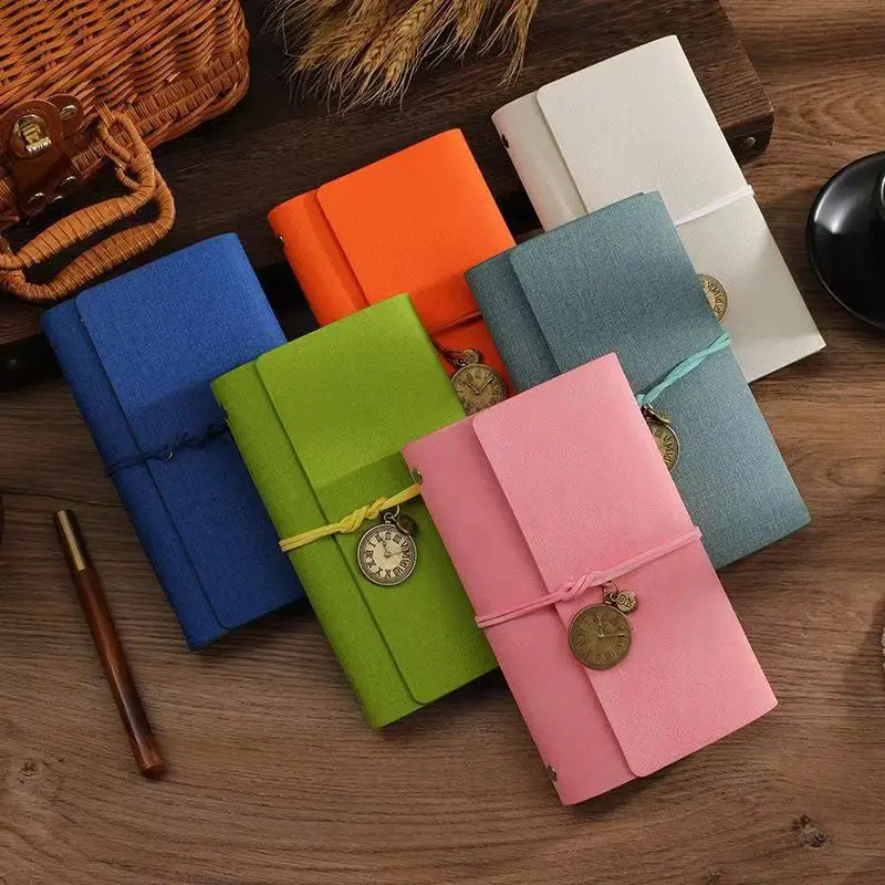 A6 Loose Leaf Creative Journal With Strap Vintage Design Student Souvenir Notebook Portable Notepad For Writing And Recording