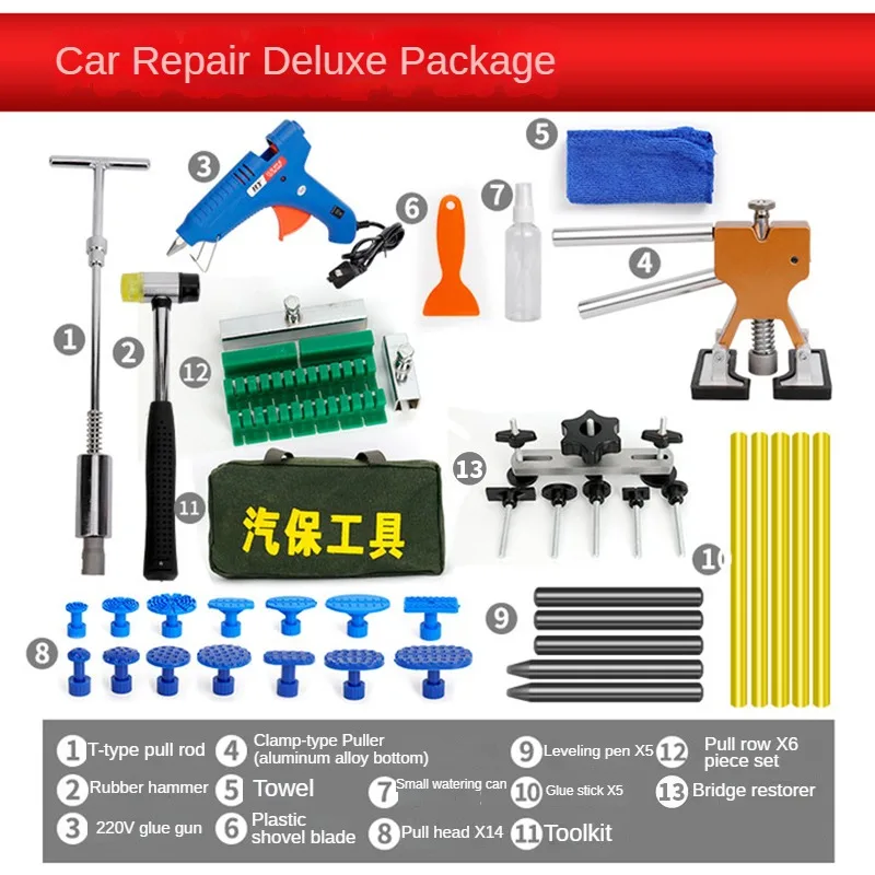 

Auto Body Dent Repair Kit Car Dent Puller With Golden Dent Puller For Auto Body Dent Removal Minor Dent And Deep Dent Removal