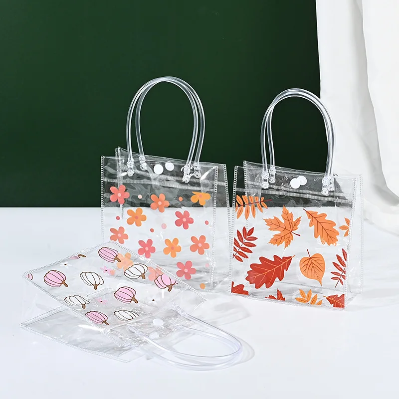 New PVC Clear Tote Bag Handle Transparent Transparent Shopping Bags Large Capacity Waterproof Storage Bag