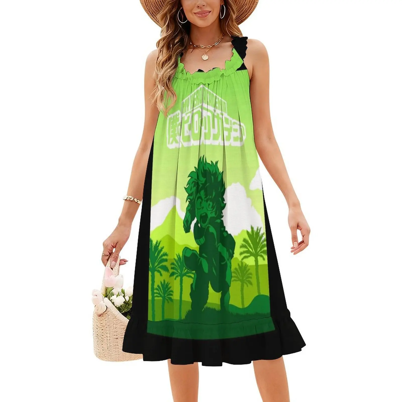 فستان Bakugo النسائي الهيب هوب ملابس الشارع الشهير جرافيك مطبوع للحفلات ملابس النادي Deku Deku Boku No Hero Deku فساتين نسائية أنيمي Deku #4