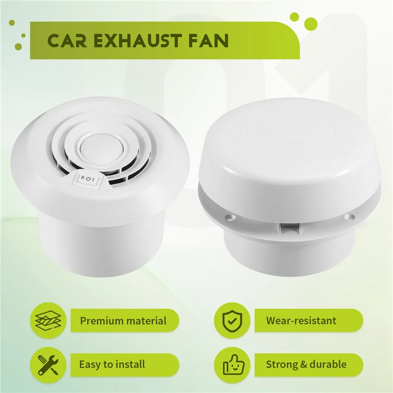 

A05U-Car Fanwind Air Vent Outlet Mushroom Head Silent Fan Ventilation Exhaust Fans RV Caravans Air Vent RV Roof Mounted Circular