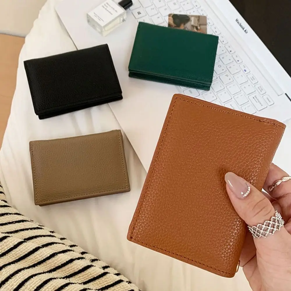 

Портативные однотонные женские кошельки с узором личи, чехол для карт из искусственной кожи с несколькими слотами для карт, жемчуг, цепочка на запястье, держатель для карт, модный