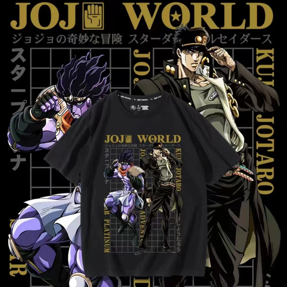 Kujo Jotaro Anime T-shirt JoJo's Bizarre Adventure Manga Graphic Men Cotton Oversize Short Sleeve Tee Women Top Summer Clothing