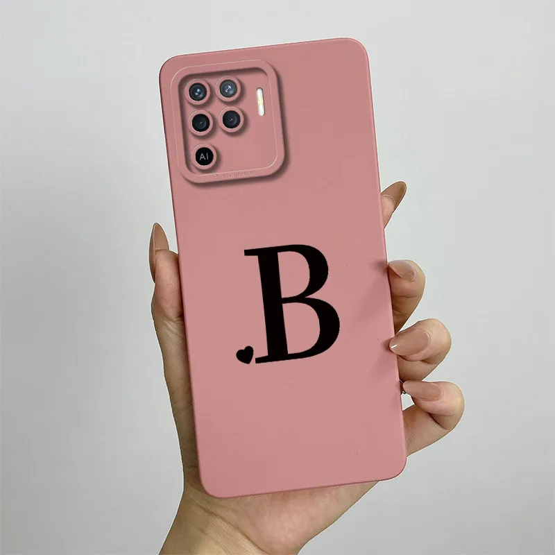 For OPPO A94 4G Case oppo Reno5 F Phone Case Reno 5 Lite 5F Case CPH2203 Cover Cute Letters Square Silicon Shockproof Back Cover