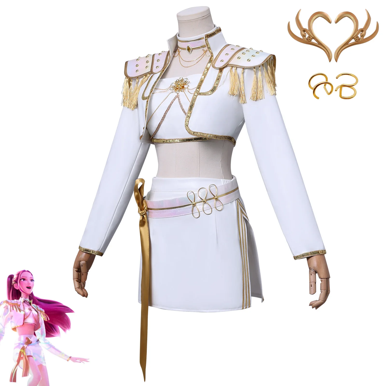 Nuovo Anime MovieKPop Demon Hunters Rumi Costume K-POP Costumi del cacciatore di streghe, parrucca Mira Pelle bianca Costume cosplay di Halloween