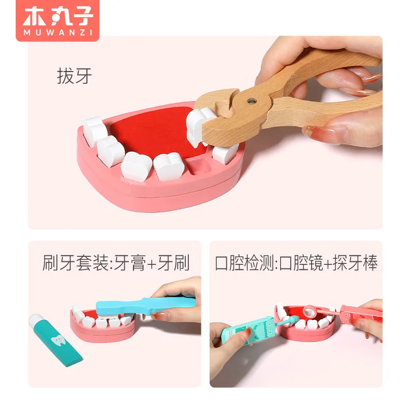 Environmentally Friendly Wooden Children's Doctor Toy Set, Simulation Nurse Role-Playing Doctor Girl Toy Gift, XT181