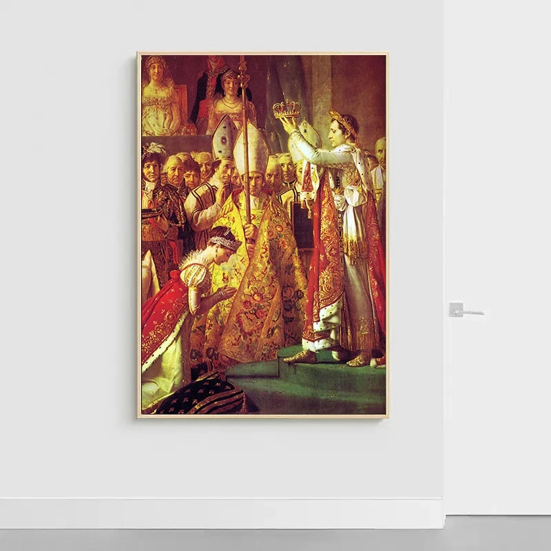 Napoleon Bonaparte Portrait Crossing The Alps Coronation of Napoleon I Painting Canvas Poster Print for Living Room Home Decor