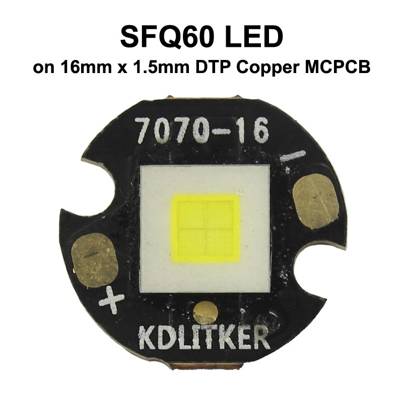 SFQ60 4x Core 80W 20A 6000 Lumens Long Throw SMD 7070 LED on KDLITKER DTP Copper MCPCB Flashlight DIY