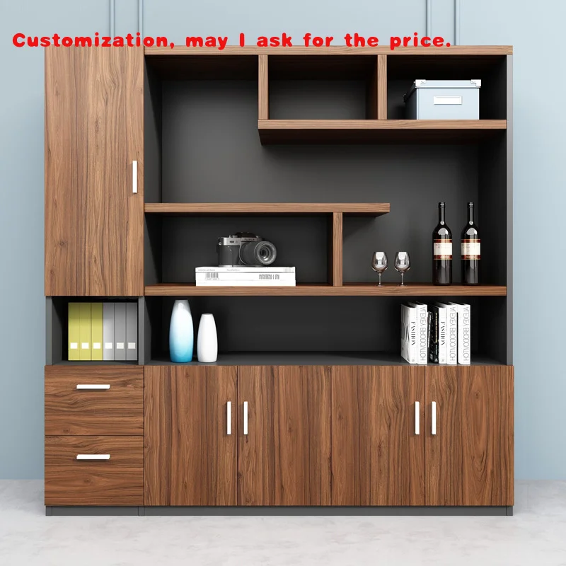 custom.Modern Style Wooden Panel Filing Cabinet Office Locker Bookshelf Furniture with Background Plate Office or Home