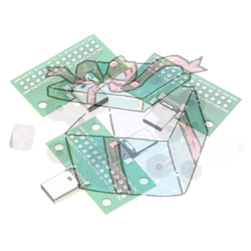 1Pcs Type C 24P 2.54mm Connector Socket Type-C Male To Female USB 3.1 Test PCB Board Adapter For Data Line Wire Cable Transfer